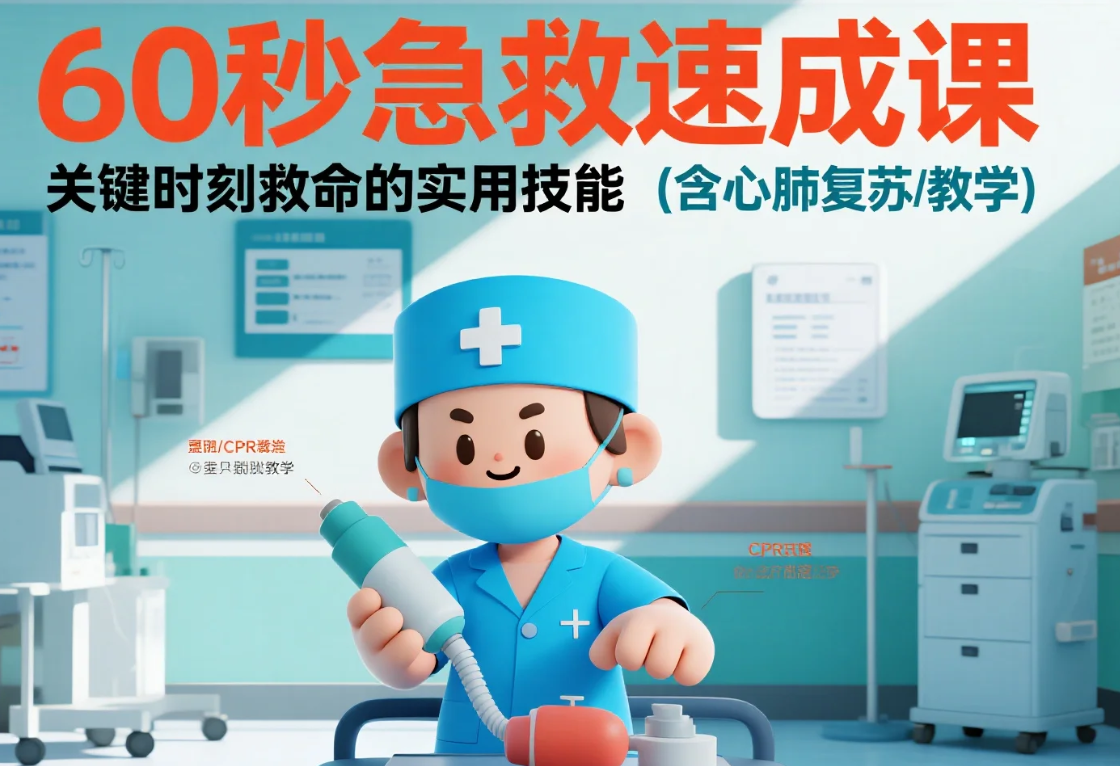 60秒急救速成课｜关键时刻救命的实用技能（含心肺复苏/CPR教学）mp4  [721MB]