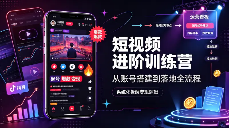 抖音短视频进阶训练营，完整覆盖从账号起号到爆款落地全流程 第1张